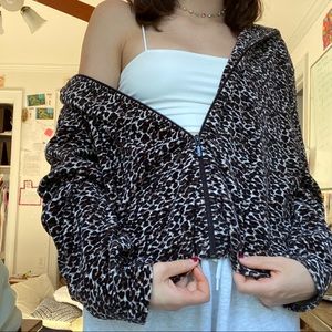 CHEETAH PRINT VELOUR ZIP UP HOODIE